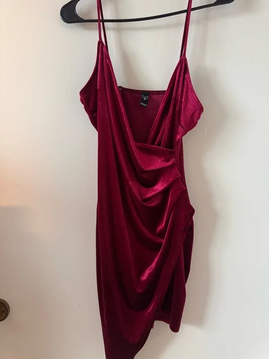Windsor Wine Velvet Draped Mini Slip Dress - Picture 1 of 2